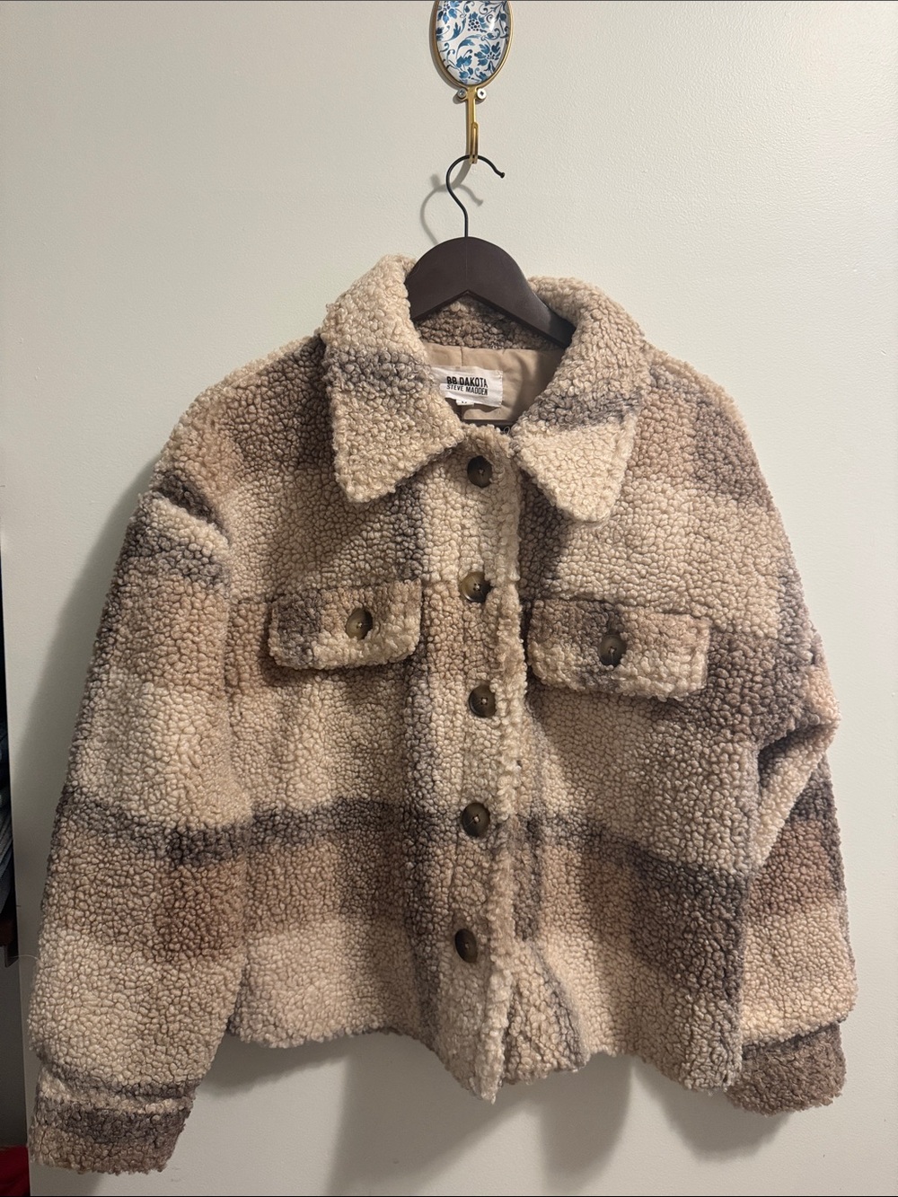 BB Dakota Steve Madden Faux Shearling Coat in Cream